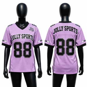 Women Football Jersey Breathable Polyester <b>Mesh</b> GSM Purple Black Panel Design Rhinestone Heat Press Logo Women Football Jersey - Product Image 1