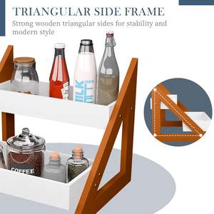 Estante Triangular de Madera de 2 Niveles para Especias, Organizador para Encimera de Cocina |   Frascos Multiusos, Porta Botellas y Artículo de Decoración para el Hogar - Product Image 2