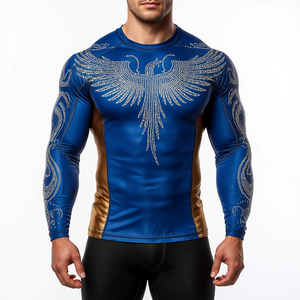 Men Royal Phoenix Rhinestone Compression Sublimated Anti-Bacterial Breathable Quick Dry Sleeveless Rash Guard Performance Shirt - Product Image 3