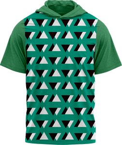 Custom Print Quick Dry <b>Men's</b> Geometric Print Hooded T-Shirt Sublimation Transfer Breathable Regular Fit Summer Casual Wear - Product Image 2