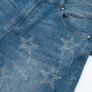 Manufacturer High Quality Vintage Cotton Custom Rhinestones Logo <b>Jeans</b> Shorts <b>Men</b> Acid Wash Sun Faded Jort Shorts - Product Image 4