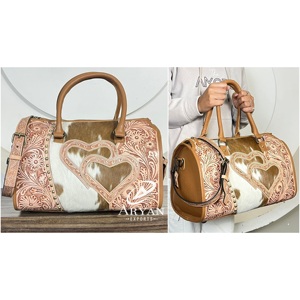 Sac de voyage élégant en cuir de vachette pleine fleur, grand format, style Speedy, avec motif cœur, pour femme, collection 2026 - Product Image 1