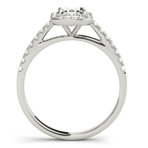 IGI Certified <b>Emerald</b> Cut Lab Grown Diamond Halo Engagement Wedding Bridal <b>Ring</b> Set 10K 14K 18K Gold 925 935 <b>Silver</b> Rhodium - Product Image 4