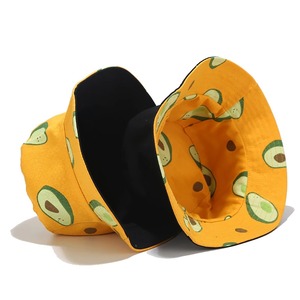 <b>Bucket</b> <b>Hat</b> Unisex Casual Spring Summer Outdoor Wear Yellow <b>Green</b> Print Cotton Canvas Style - Product Image 3