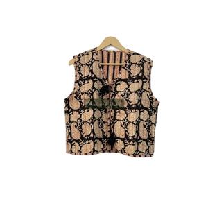 Indien 100% coton fait à la main réversible unisexe gilet manteau matelassé sans manches écologique respirant motif floral fête porter - Product Image 1