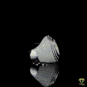 Lab Grown Diamond Round Cluster Signet <b>Ring</b> Iced Out Hip Hop Statement <b>Ring</b> Luxury Men's Baguette Halo <b>Cocktail</b> <b>Ring</b> - Product Image 4