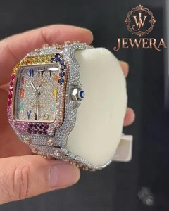Luxury Hip Hop Moissanite Diamond Watch Stainless Steel Analog Glass Dial Mechanical Movement for Everyday Wear Luxury Styling - Product Image 2