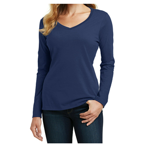 Manufacturer's High Street Women's Casual T-Shirts Black Long Sleeve V-Neck High Quality Cotton Breathable - Product Image 3