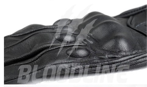 Black Leather Motorcycle <b>Gloves</b> Wrist Length Breathable Unlined Sporty Style for Cycling Outdoor Sports Four Seasons Use - Product Image 2
