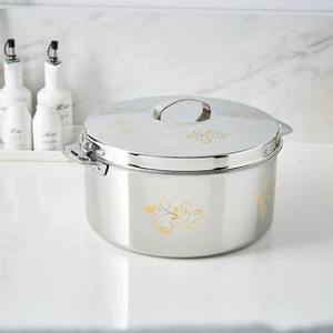 Casserole en acier inoxydable avec couvercle, design classique rond, durable, compatible avec toutes les plaques de cuisson, passe au lave-vaisselle - Product Image 1