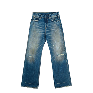 Pantalones Vaqueros Anchos de Mezclilla Oscura 100% Algodón de 14 Oz para Hombre, Estilo Streetwear, con Parches y Bolsillos, Fabricados a Medida - Product Image 4