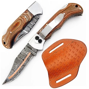 <span class=keywords><strong>Cuchillos</strong></span> Plegables de Bolsillo Hechos a Mano de Acero de Damasco con Mango de Madera, Cuchillo Táctico Plegable para Camping y Caza en Venta a Precio Económico - Product Image 4