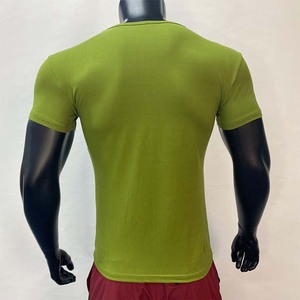 Camisetas de color verde claro para hombre, ropa de manga corta con cuello redondo, ropa de calle de verano, OEM, personalizadas, de algodón de alta calidad. - Product Image 3