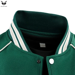 Heavy Duty Outerwear With Collar Navy Red Color Block All Season For Urban and Outdoor Machine Washable College Baseball <b>Jackets</b> - Product Image 4