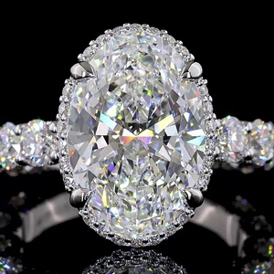 Bague de mariage et d'anniversaire en moissanite ovale de 5 carats certifiée IGI, diamant de laboratoire, grande pierre, grand accent de diamant, prix d'usine - Product Image 4