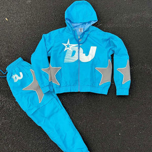 ชุดเสื้อแจ็คเก็ตมีฮู้ดคอกลมและกางเกงขาสั้นสำหรับผู้ชาย BIG TEN APPAREL ผ้าถักโพลีเอสเตอร์/ไนลอน ระบายอากาศได้ดี เหมาะสำหรับใส่ในฤดูร้อน สไตล์สตรีทแวร์ - Product Image 6