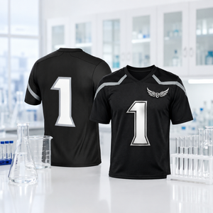 เสื้อฟุตบอลสีดำสำหรับผู้ชาย เบอร์ 1 คอวี แขนสั้น พิมพ์ลายแบบซับลิเมชั่น ผ้าโพลีเอสเตอร์ ระบายเหงื่อได้ดี ชุดกีฬา - Product Image 4