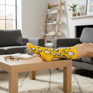 Chaussettes unisexes en tricot jaunes à motif pingouin - Product Image 2