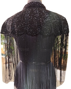 Làm bằng tay màu đen vẻ đẹp buổi tối mặc thanh lịch cộng với kích thước thiết kế với nặng beading cho mùa đông phổ biến bán buôn ở mức giá - Product Image 3