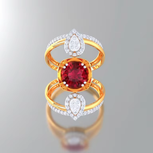Anillo de Cóctel de Lujo con Oro, Rubí y Diamantes Rojos para Mujer - Joyería de Moda, Regalo de Aniversario - Product Image 4