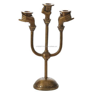 Centro de mesa de candelabros de metal dorado hecho a mano para recepción de bodas, salón de banquetes y cena romántica, arreglo de decoración del hogar - Product Image 1