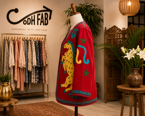 Red Sujani Jacket <b>Women</b> Horse Embroidery Handmade Bohemian <b>Coat</b> Ethnic Vintage Designer Outerwear Wholesale Clothing Supplier - Product Image 2