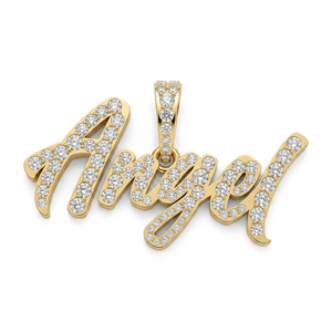 Trendy Hiphop 10K <b>Solid</b> <b>Gold</b> Custom Iced Cursive Initial Letter Name <b>Pendant</b> Charms Lab Grown Diamond Personalized Party Gift - Product Image 1