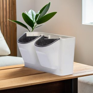 Durable PP Plastic Flower Pot Two Pocket Green and White Design for Small Plants and Decoration - Product Image 5