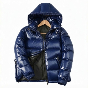 Veste matelassée brillante personnalisée par le fabricant, manteau d'hiver rembourré, doudoune unisexe zippée, coupe-vent noir pour l'extérieur - Product Image 5