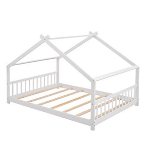 Letto a capanna in legno bianco a grandezza naturale per bambini - Product Image 5