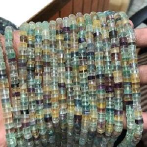 Perles de pierre précieuse naturelle en fluorite facettée Heishi en forme de pneu de 5 mm et 6 mm, multicolores, pour la création de bijoux, certifiées IGI 2026 - Product Image 2