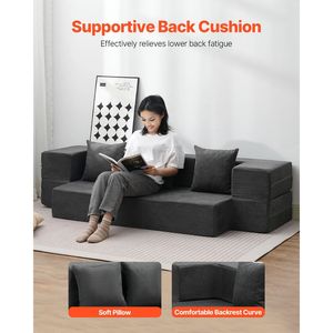 Divano Letto a L Pieghevole 3-in-1 con Materasso in Memory Foam 25D, 3 Cuscini e Rivestimento Lavabile - Product Image 4