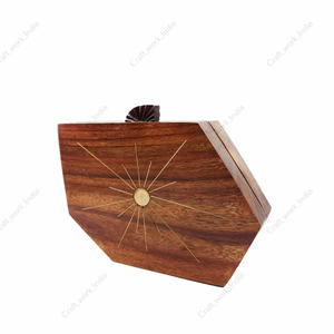 Handcrafted Sunburst Wooden Clutch <b>Bag</b> <b>for</b> <b>Women</b> Designer Evening Party Wedding Statement Hard Case Wooden Purse - Product Image 3