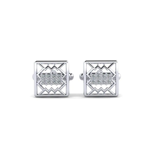 Boutons de manchette de luxe en or 9 carats et diamants pour hommes - Bijoux élégants pour marié, cadeau de Noël, tenue de soirée et d'affaires - Product Image 1