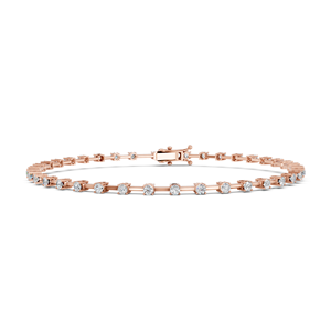 Pulsera de tenis ZOTA JEWEL de oro rosa de 14K con diamantes de talla brillante y engaste de garra, estilo clásico de lujo, joyería unisex, modelo LBR14/229 - Product Image 1