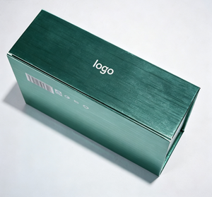 Boîte en papier rigide rectangulaire verte avec logo personnalisé, estampage à chaud pour l'emballage de petits flacons de cosmétiques et de soins de la peau - Product Image 3