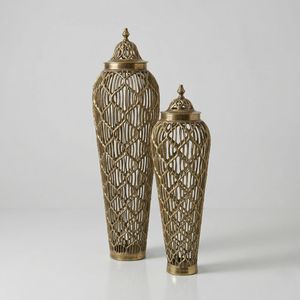 DAANI INTERNATIONAL Hot Sale Antique Gold Aluminum Floor <b>Vase</b> <b>Set</b> Open Work Modern Tall Urn Decorative Design Handmade <b>Vase</b> - Product Image 1