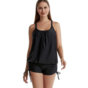 Traje de Baño Tankini de Dos Piezas para Mujer, Traje de Baño con Blusa y Pantalones Cortos, con Lazos Laterales, Bikini Personalizado de Talla Grande 2026 - Product Image 1