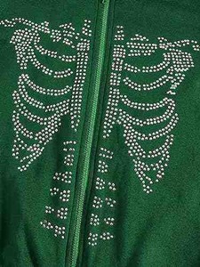 Vente en gros Sweat à capuche d'hiver pour homme en molleton respirant 370 grammes, délavé à l'acide, style streetwear, avec strass, effet usé, zippé, coupe oversize et courte - Product Image 5