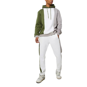 Completo Tuta Sportiva da Uomo XL con Felpa con Zip e Cappuccio, in Cotone Tech Fleece 500 GSM, Personalizzabile, Patchwork, Casual, Primaverile, per Palestra, <span class=keywords><strong>Anax</strong></span> - Product Image 5