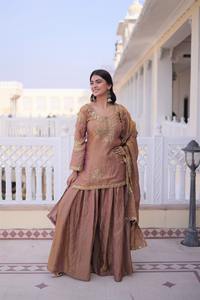 Traje Sharara Premium, Shalwar Kameez étnico, estilo indio punjabi pakistaní, bordado, para bodas y fiestas, para mujer - Product Image 3