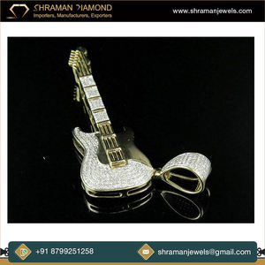 Trendy 10k <b>Solid</b> Gold Custom Hip Hop Classical Band Guitar Moissanite Fine Pendant <b>Necklaces</b> Charms for Unisex Multi-Occasion - Product Image 5