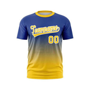 Camisetas de Compresión Personalizadas 2025 con Degradado Azul y Amarillo, Manga Larga, Ecológicas, de Spandex/Poliéster, con Número Personalizado, Transpirables - Product Image 1