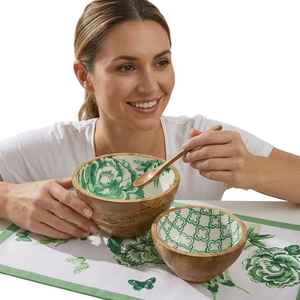 Bol en bois émaillé à motif floral moderne de luxe, fait main, écologique, résistant au lave-vaisselle et au four, idéal pour salades, fruits et soupes – Vente chaude - Product Image 1