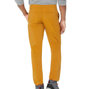 Men's Mustard Yellow Polyester <b>Trouser</b> <b>Elastic</b> <b>Waist</b> Drawstring Side Pockets Casual Breathable Autumn Wear - Product Image 4