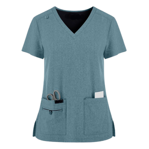 ชุดเครื่องแบบสครับทางการแพทย์ผ้ายืด2ชิ้นสำหรับผู้หญิงและผู้ชายสีแบบกำหนดเอง - Product Image 5