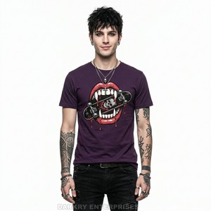 Dark Aesthetic Men Purple T Shirt Nosferatu Vampire Graphic Tee Custom Gothic Occult Print <b>Tshirt</b> Manufacturer Export Quality - Product Image 6