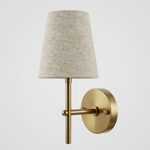 Modern Brass Wall Lamp Fabric Shade LED Sconce E14 <b>Socket</b> for Home Office Decor - Product Image 2