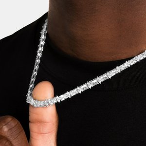 Collier élégant pour homme en moissanite, argent 925, plaqué rhodium, style hip-hop, bijoux de luxe de créateur, cadeau personnalisé étincelant - Product Image 2