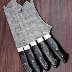 Ensemble de couteaux de cuisine Thewizcrafts faits à la main en acier Damas à 67 couches, 5 pièces, avec manches en bois, compatibles lave-vaisselle, design ambidextre - Product Image 2